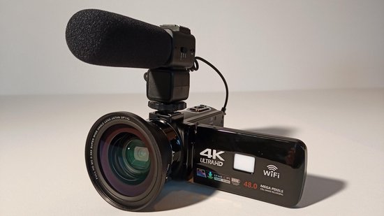 Camcorder 4K | Ultra HD | 48 MP | IR Night Vision | WiFi | Webcam Functie | Externe STEREO Microfoon | Japanse Optiek | Afstanbediening | +16GB Geheugenkaart | + Extra Batterij