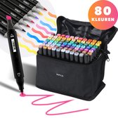 Mondio® 80-Delige Stiften Set - Premium Markers - Kleurstiften - Markeerstiften - Dual-Tip Markers - met Opbergtas
