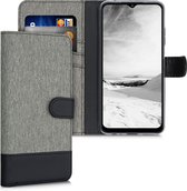 kwmobile telefoonhoesje voor Samsung Galaxy A22 5G - Hoesje met pasjeshouder in grijs / zwart - Case met portemonnee