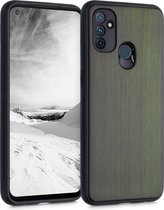 kwmobile telefoonhoesje voor OnePlus Nord N100 - Hoesje met bumper in donkergroen - Back cover - walnoothout