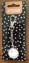Hallmark keychain smile wink - sleutelhanger smiley knipoog - wit - 11 cm - kaart brievenbus cadeau