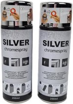 Chromespray - Silver / Zilver - Chroomspray - Spuitbusverf - Meubelspray - Lakspray - Sneldrogend - Acryllak - Set van 2 (2x 200 ml)