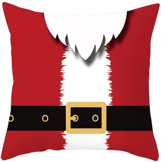 Kussenhoes met riem en baard van de Kerstman (45 x 45)