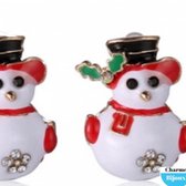 Kerst Oorbellen-Sneeuwpop-Wit-Metaal-Charme Bijoux