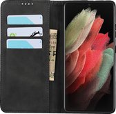 Bookcase Samsung Galaxy S21 Plus | Hoogwaardig PU Leren Hoesje | Luxe Uitstraling | Telefoonhoesje | Portemonnee | Zwart