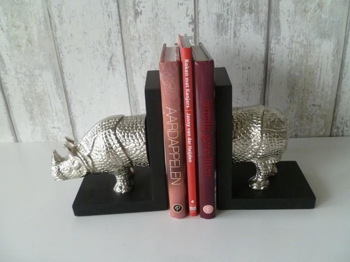 Boekensteun neushoorn - Set Boekensteunen - decoratiebeeld - decoratie woonkamer boekenkast -