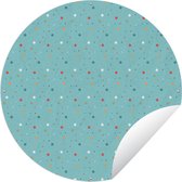 Tuincirkel Stippen - Blauw - Patroon - 90x90 cm - Ronde Tuinposter - Buiten