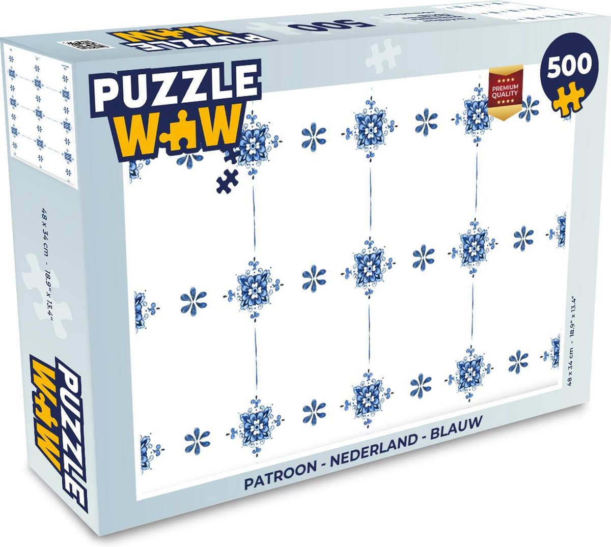 Afbeelding van product PuzzleWow  Puzzel Patroon - Nederland - Blauw - Legpuzzel - Puzzel 500 stukjes