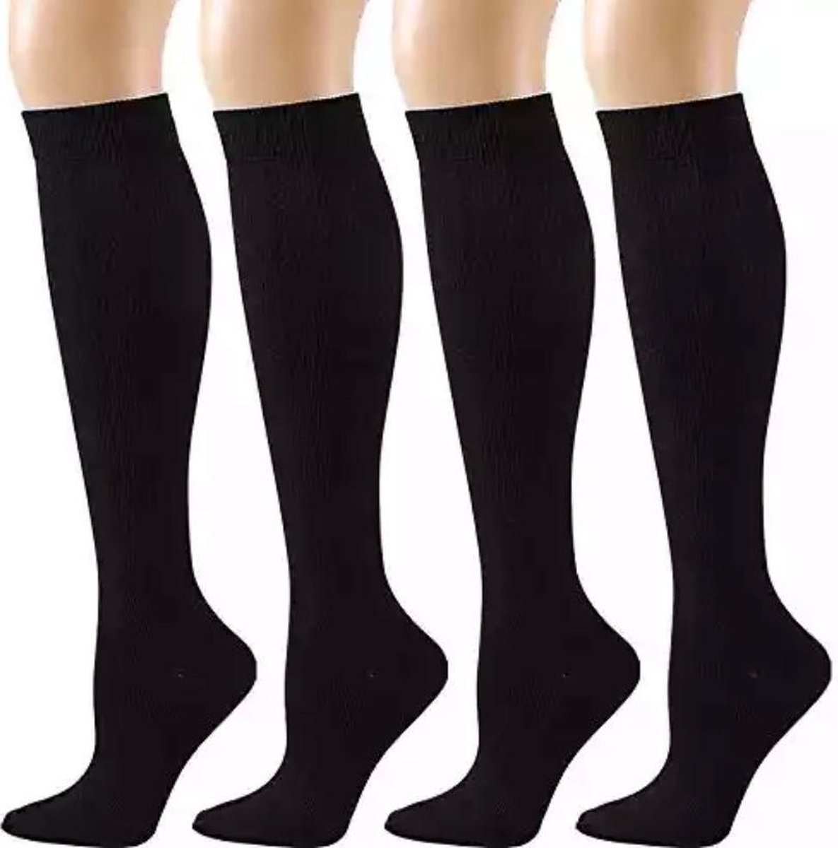 Qrola 4-Pack Compressiekousen L/XL (40-44) – Steunkousen voor Sport, Werk & Reizen