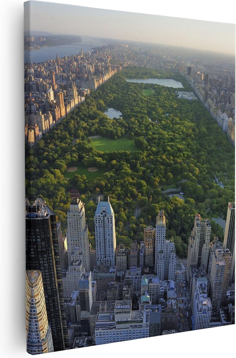Artaza Canvas Schilderij Central Park In New York Met Wolkenkrabbers - 80x100 - Groot - Foto Op Canvas - Canvas Print