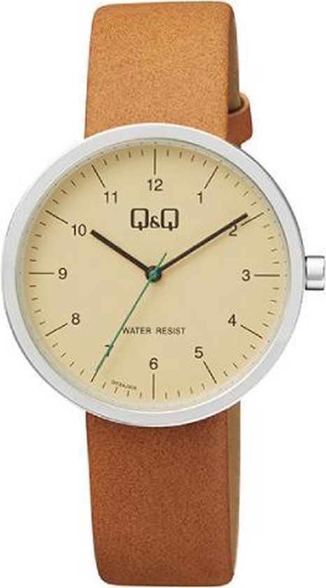 Q&Q by CITIZEN trendy horloge met cognac kleurige lederen band nikkelvrij 3atm waterdicht