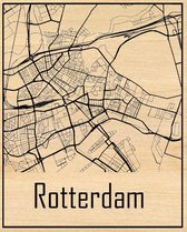 Citymap Rotterdam in hout gegraveerd (30*40 CM) Houten stadskaart van Rotterdam- Wall-art / wandbord / wanddecoratie