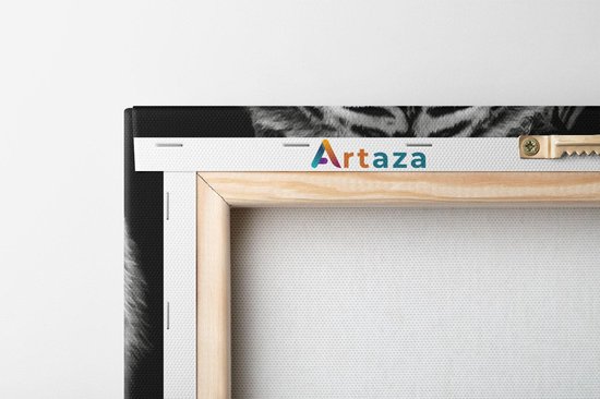 Artaza - Peinture sur toile - Tête de tigre aux yeux bleus - Zwart Wit - 20 x 30 - Klein - Photo sur toile - Impression sur toile