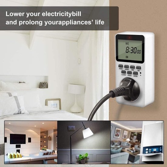 DEWENWILS Digital Timer Power Outlet, Electronic Timer with 20 Programmable Switching Capabilities, LCD Display for Lamps, Christmas Lights and Household Appliances (16A, 3840 W