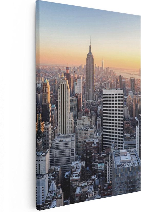 Artaza Canvas Schilderij New York Skyline Met Wolkenkrabbers - 80x120 - Groot - Foto Op Canvas - Canvas Print