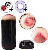 LoveVlijt® - Pocket Pussy - 2-in-1 Masturbator Nicolette - Mond & Strakke Vagina - Stimulerende Tong - Blowjob - Deepthroat - Kunst Vagina - Discreet - Inclusief Analplug en Cockring