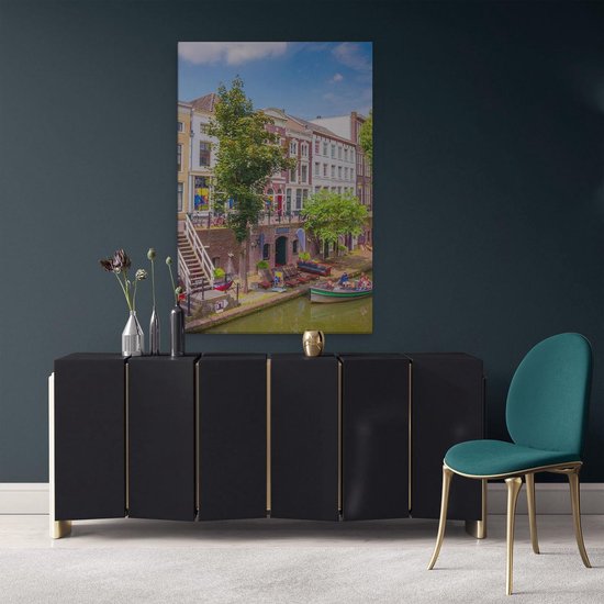 Artaza Peinture Sur Toile Maisons Sur L'Oudegracht À Utrecht - 80x120 - Groot - Photo Sur Toile - Impression Sur Toile
