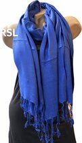 Sjaal lang effen kleur blauw 185/75cm