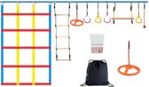 Dakta® Klimbaan | 15 Meter | Kinderspeelgoed | 10 Obstakels | Opvouwbaar | Inclusief Opbergtas | Klimrek | Speeltoestel accessoires