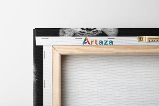 Artaza Toile Peinture Tigre Aux Yeux Bleus - Zwart Wit - 60x30 - Tableau Sur Toile - Impression Sur Toile