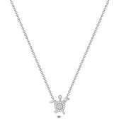 Twice As Nice Halsketting in zilver, schildpad, witte zirkonia  40 cm+5 cm