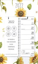 MGPcards - Omleg-weekkalender 2022 - Week begint op Zondag - Zonnebloemen - Geel