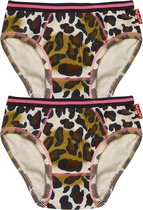 Claesen's Meisjes 2-Pack Slip- Bruin Panther Print- Maat 104-110