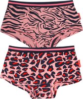 Claesen's Meisjes 2-pack Hipster  - Zebra Leopard Print- Maat 116-122