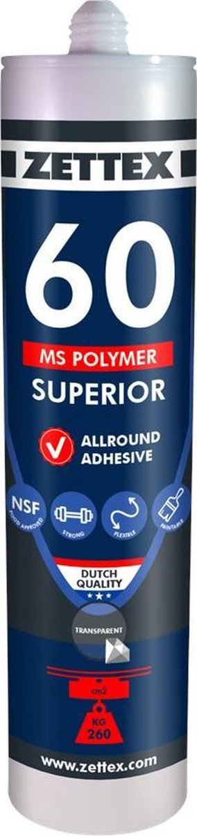 Zettex MS polymer transparant 290ml (Prijs per stuk)