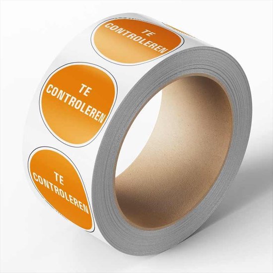 Te controleren sticker, oranje, 25 meter op rol 40 mm - 580 per rol | bol