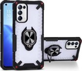 Matte TPU + PC magnetische schokbestendige hoes met ringhouder voor OPPO Reno5 (zwart)