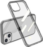 Schokbestendige TPU + enkelzijdige glazen beschermhoes voor iPhone 13 (doorschijnend zwart)