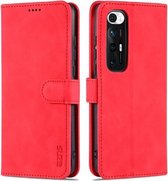 Voor Xiaomi Mi 10S AZNS Huid Voelen Kalf Textuur Horizontale Flip Leather Case met Kaartsleuven & Houder & Portemonnee (Rood)