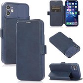 Duwvenster dubbele gesp PU + siliconen horizontale flip lederen tas met houder en kaartsleuf voor iPhone 11 Pro (blauw)