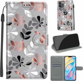 Spanning Gekleurde Tekening Magnetische Sluiting Horizontale Flip PU Lederen Case met Houder & Kaartsleuven Voor iPhone 13 mini (C19 Materiaal Bloem)