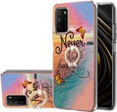 Voor Xiaomi Poco M3/Redmi Note 9 4G/Redmi 9 Power/Redmi 9T Galvaniseren Patroon IMD TPU Shockproof Case met Strass Ring Houder (Dream Chasing Butterfly)