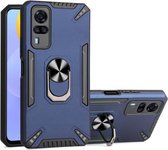 Voor vivo Y51 2020 december pc + TPU-beschermhoes met 360 graden draaibare ringhouder (koningsblauw)