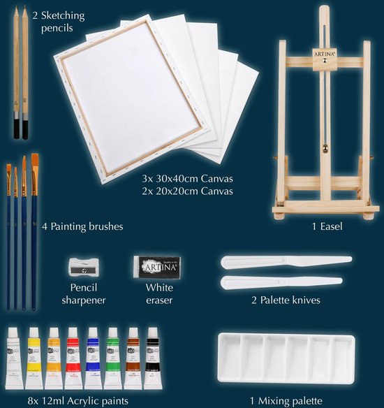Van Gogh aquarelverf artist box 24 halve napjes, penselen en mengschaal Martin Brinkhuis