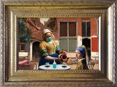Corona Meisje met de Parel en Melkmeisje in het Straatje - Grappige kunst in het klein - ingelijst 20x15cm