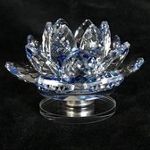 Fleur de lotus en cristal sur platine de luxe de qualité supérieure couleurs bleues 15x8x15cm fait à la main Véritable artisanat.