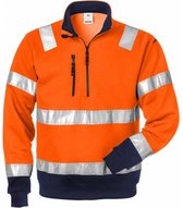 Fristads sweater BPV-728 fluorrood/zwart