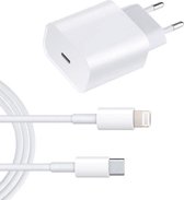 Snellader geschikt voor iPhone 14 & iPad Pro - 20W Snellader - USB-C Snellader met 1 Meter Lightning Kabel - USB-C naar Lightning Oplaadkabel