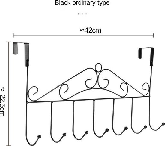 Home Deurkapstok 7 Ophanghaken - Wandkapstok - Kapstok Hangend - Deur Organizer - Zwart — afbeelding 4