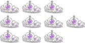 Uitdeelzakjes - Prinsessen Tiara - Kroon - 10-pack - Traktatie - Verjaardag Kind - Verkleedkleren Meisje - Paars