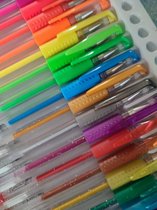 set van 30 stuks gelpennen/ 10 x glitter 10 x neon 10 x metallic rubberen gripzone voor schrijfcomfort zichtbare inktstand