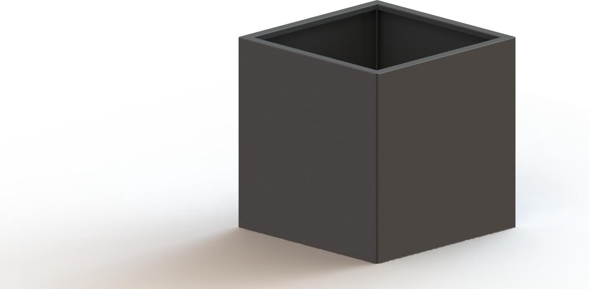 Gepoedercoat staal - plantenbak - Vierkant - 70x70x70cm - Zwart - Met bodem - MySteel