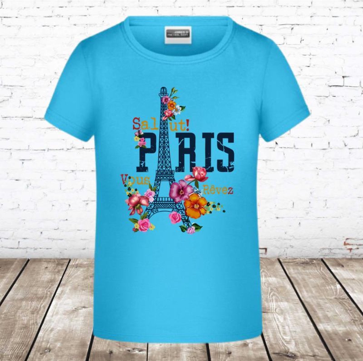 T-shirt paris blauw - Blauw - 158/164