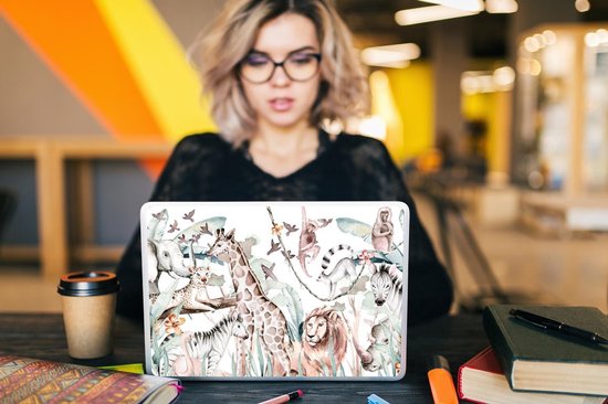 Sticker pour ordinateur portable - 13,3 pouces - Aquarelle - Animaux - Plantes - Pastel