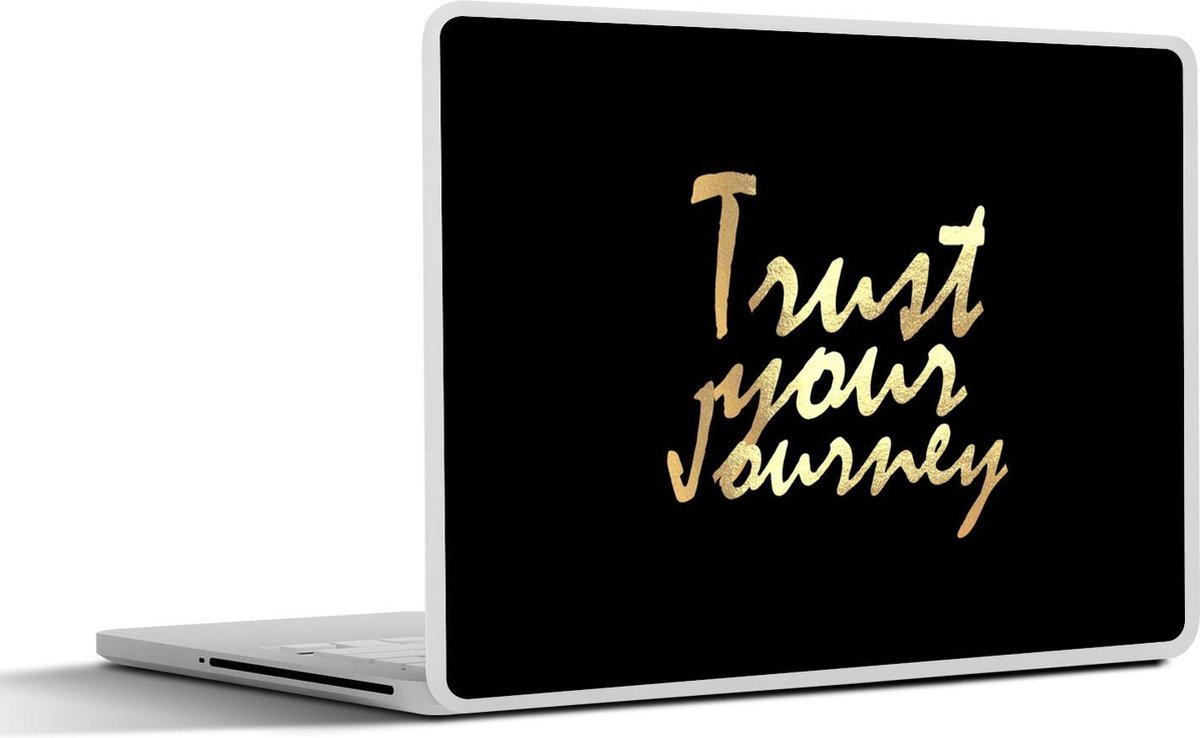 Laptop sticker - 13.3 inch - Quotes - Reizen - Zwart - Goud - 31x22,5cm - Laptopstickers - Laptop skin - Cover