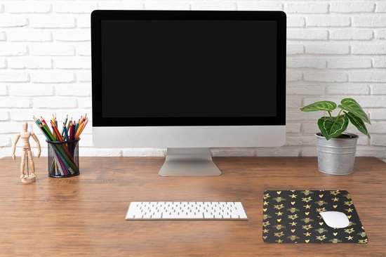 Muismat 30x30 cm - Mousepad Bij - Goud - Patroon - Muismatten